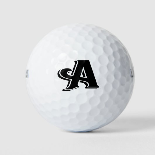 Schwarz-weißer Buchstabe A Monogramm Golfball (Vorderseite)