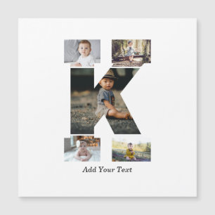 Schwarz-weißer Buchstabe K Foto-Collage Magnetkarte