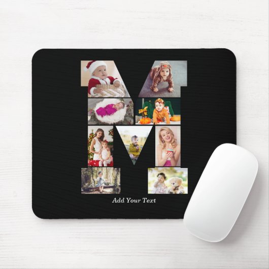Schwarz-weißer Buchstabe M-Fotocollage Mousepad (Mit Mouse)