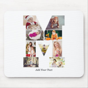 Schwarz-weißer Buchstabe M-Fotocollage Mousepad