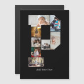 Schwarz-weißer Buchstabe P Foto-Collage Magnetkarte (Vorne/Hinten)