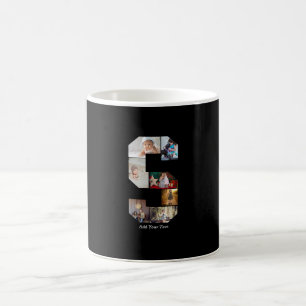 Schwarz-weißer Buchstabe S Foto-Collage Kaffeetasse