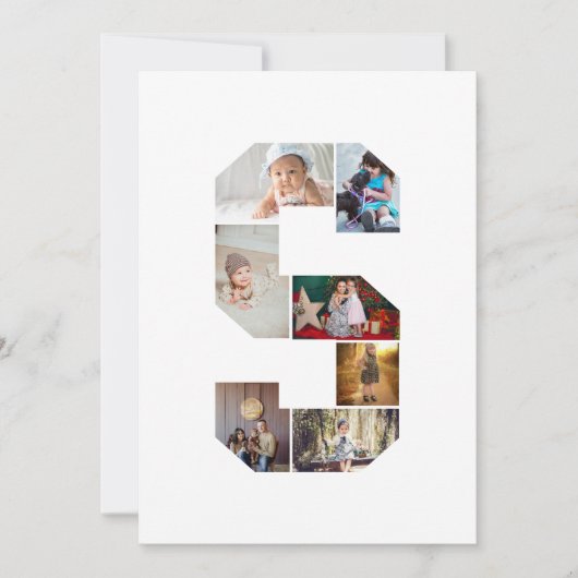 Schwarz-weißer Buchstabe S Foto-Collage Karte (Vorderseite)