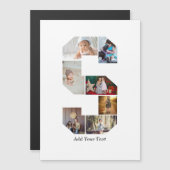 Schwarz-weißer Buchstabe S Foto-Collage Magnetkarte (Vorne/Hinten)