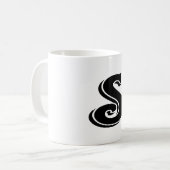Schwarz-weißer Buchstabe S Monogramm Kaffeetasse (Vorderseite Links)