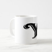 Schwarz-weißer Buchstabe Y Monogramm Kaffeetasse (Vorderseite Links)
