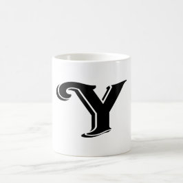 Schwarz-weißer Buchstabe Y Monogramm Kaffeetasse