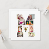 Schwarz-weißer Buchstaben-M-Fotocollage Karte (Vorderseite/Rückseite Beispiel)