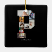 Schwarz-weißer Buchstaben-P-Fotocollage Keramikornament (Rückseite)