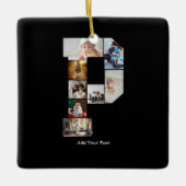Schwarz-weißer Buchstaben-P-Fotocollage Keramikornament (Vorderseite)