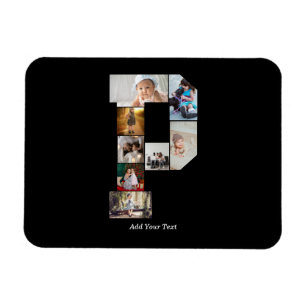 Schwarz-weißer Buchstaben-P-Fotocollage Magnet