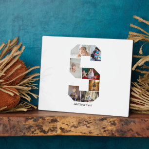 Schwarz-weißer Buchstaben-S-Foto-Collage Fotoplatte
