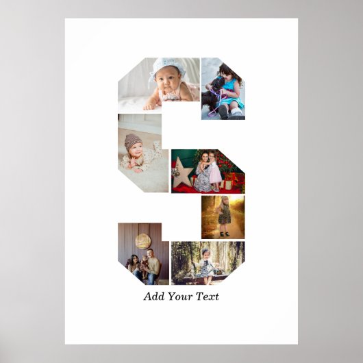 Schwarz-weißer Buchstaben-S-Foto-Collage Poster (Vorne)