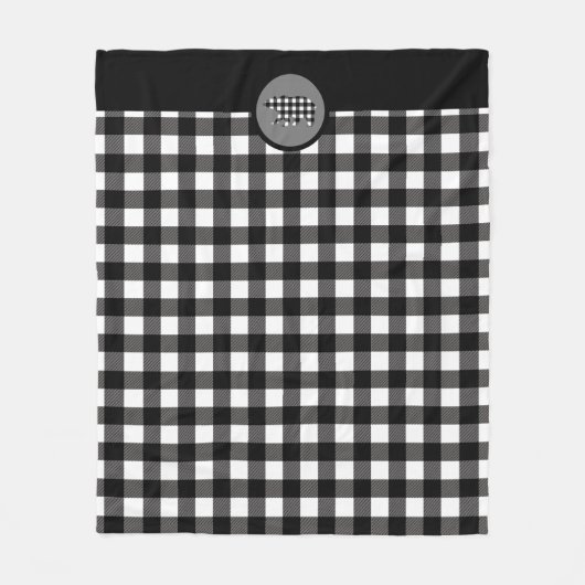 Schwarz-weißer Buffalo-Karierter Bär Fleecedecke (Vorderseite)