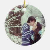 Schwarz-weißer Buffalo-Karo Erster Weihnachtsfest Keramik Ornament (Hinten)