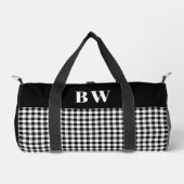 Schwarz-weißer Buffalo-Karo Kariert Bold Monogram Duffle Bag (Vorderseite)