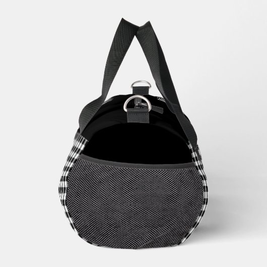 Schwarz-weißer Buffalo-Karo Kariert Bold Monogram Duffle Bag (Rechts)
