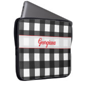 Schwarz-weißer Buffalo-Karo-Personalized Laptopschutzhülle (Vorne Rechts)