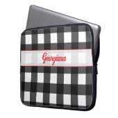 Schwarz-weißer Buffalo-Karo-Personalized Laptopschutzhülle (Vorderseite Links)