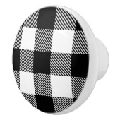 Schwarz-weißer Büffel kariert mit Twill Keramikknauf (Rechts)