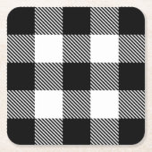 Schwarz-weißer Büffel kariert mit Twill Rechteckiger Pappuntersetzer (Vorderseite)