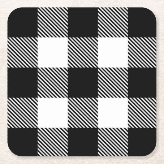 Schwarz-weißer Büffel kariert mit Twill Rechteckiger Pappuntersetzer (Vorderseite)
