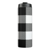 Schwarz-weißer Büffel kariert mit Twill Thermosbecher (Vorderseite)