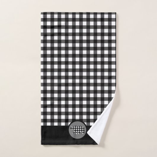Schwarz-weißer Büffel-Karierter Bär Badhandtuch Set (Handtuch)