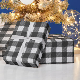 Schwarz-weißer Büffel-Karo-Geschenkpapier Geschenkpapier