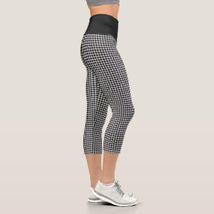 Schwarz-weißer Büffel-Karo-Hochtaillen-Capris Capri Leggings