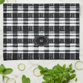 Schwarz-weißer Büffel-Karo-Monogramm Geschirrtuch (Gefaltet)