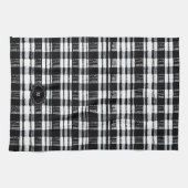 Schwarz-weißer Büffel-Karo-Monogramm Geschirrtuch (Horizontal)