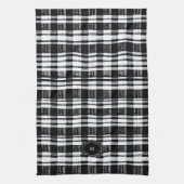 Schwarz-weißer Büffel-Karo-Monogramm Geschirrtuch (Vertikal)