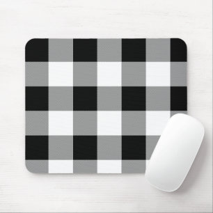 Schwarz-weißer Büffel-Karo-Plaid Mousepad
