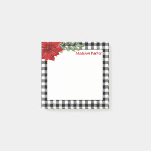 Schwarz-weißer Büffel-Karo-Poinsettie  Post-it Klebezettel