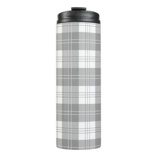 Schwarz-weißer Büffel-Karo Thermosbecher (Vorderseite)