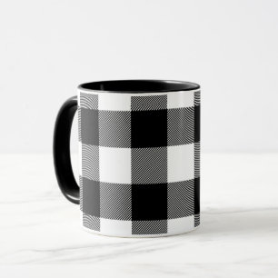 Schwarz-weißer Büffel-Karostoff  Tasse
