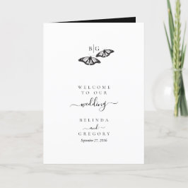 Schwarz-weißer Butterfly-Hochzeitssatz Programm