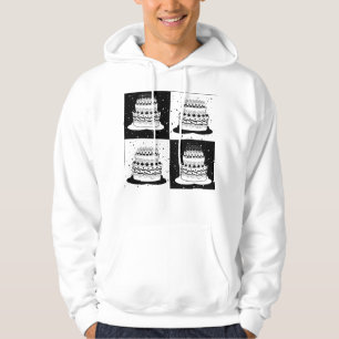 Schwarz-weißer Cake-Checker-Blockdruck Hoodie