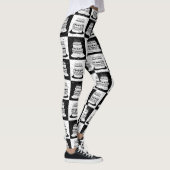 Schwarz-weißer Cake-Checker-Blockdruck Leggings (Rechts)
