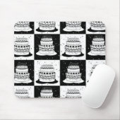 Schwarz-weißer Cake-Checker-Blockdruck Mousepad (Mit Mouse)