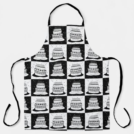 Schwarz-weißer Cake-Checker-Blockdruck Schürze (Vorderseite)