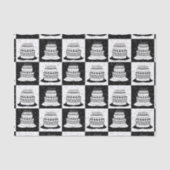 Schwarz-weißer Cake-Checker-Blockdruck Seidenpapier (Vorderseite)