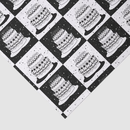 Schwarz-weißer Cake-Checker-Blockdruck Seidenpapier (Ausschnitt)