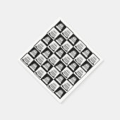 Schwarz-weißer Cake-Checker-Blockdruck Serviette (Ecke)