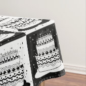 Schwarz-weißer Cake-Checker-Blockdruck Tischdecke (Beispiel)