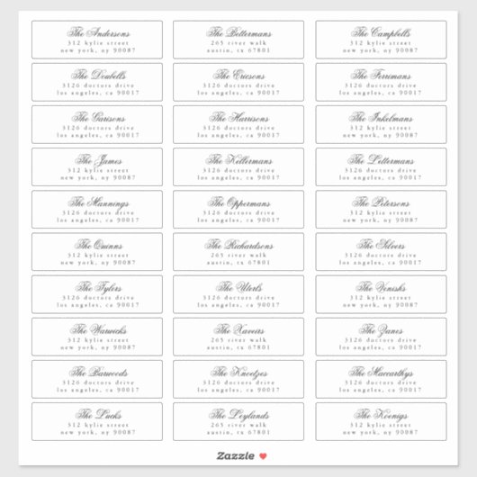 Schwarz-weißer Calligrafy Address Guest Aufkleber (Blatt)