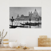 Schwarz-weißer Canal Grande Venedig Italien Reisep Poster (Küche)