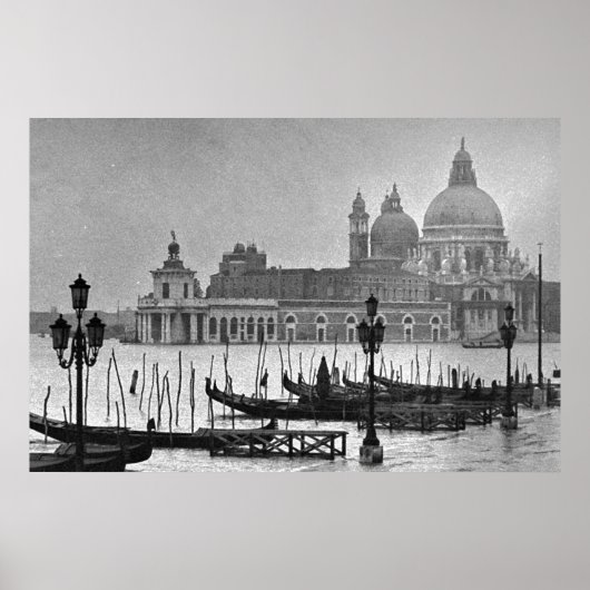 Schwarz-weißer Canal Grande Venedig Italien Reisep Poster (Vorne)