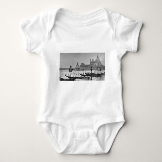 Schwarz-weißer Canal Venedig Italien Reisen Baby Strampler (Vorderseite)